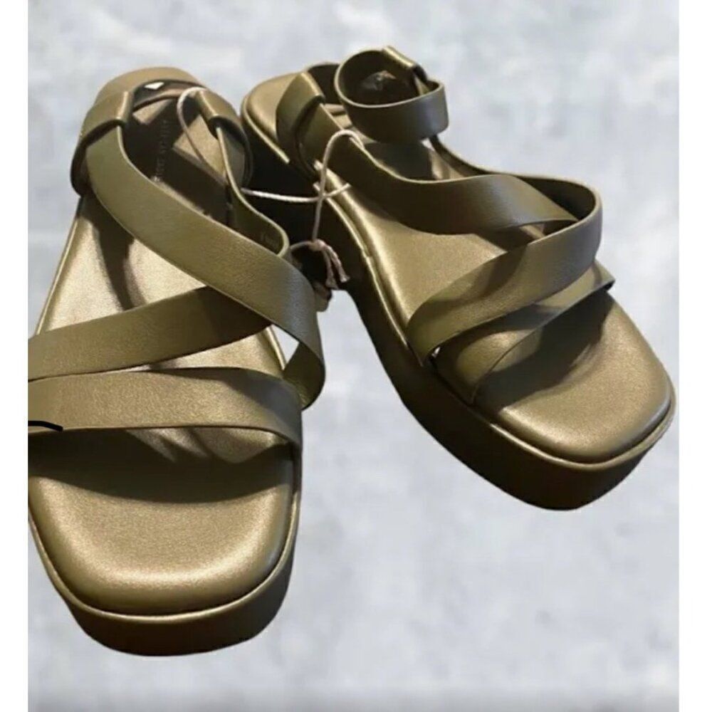 American Eagle Women Green Strappy Platform Sandals Size 9